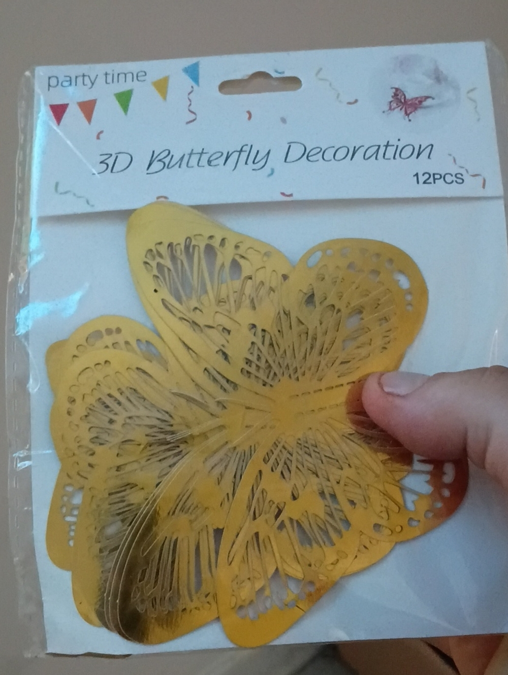 3D Butterfly Decorations - Gold